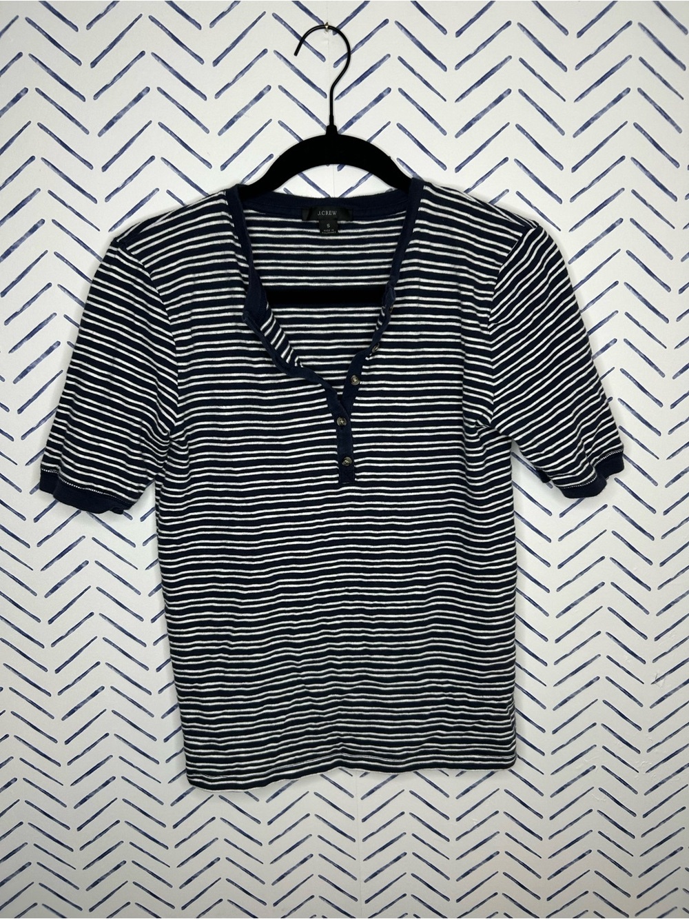 J.Crew Striped Navy and White Henley size small